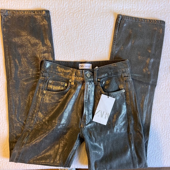 NWT Zara Shimmer Jeans - Picture 1 of 6